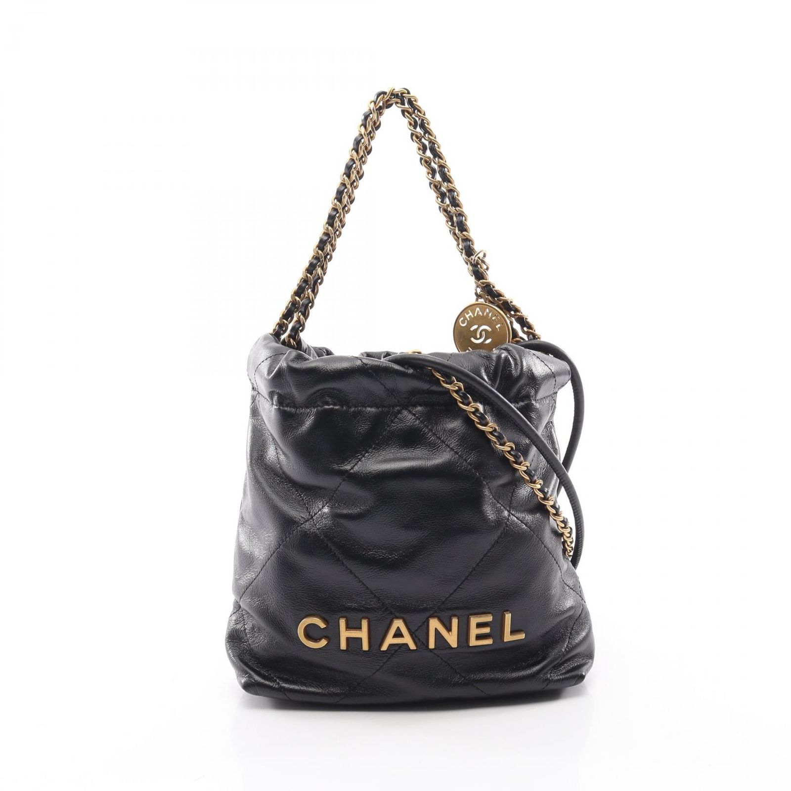 シャネル CHANEL ショルダーバッグ CHANEL 22 ミニ 2WAY AS3980 ブラック レザー CHANEL22 マトラッセ ミニ チェーンショルダー レディース Used A