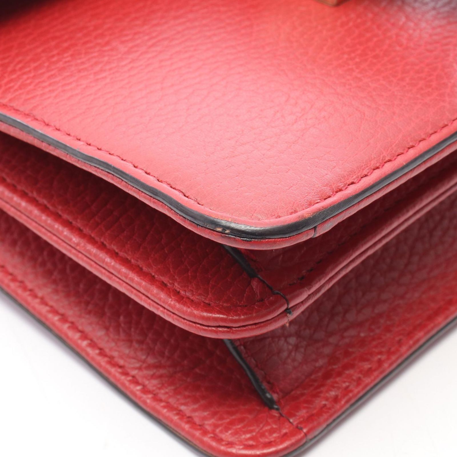 グッチ GUCCI ショルダーバッグ インターロッキングG 510304 レッド レザー インターロッキングG チェーンショルダー レディース Used B｜詳細画像