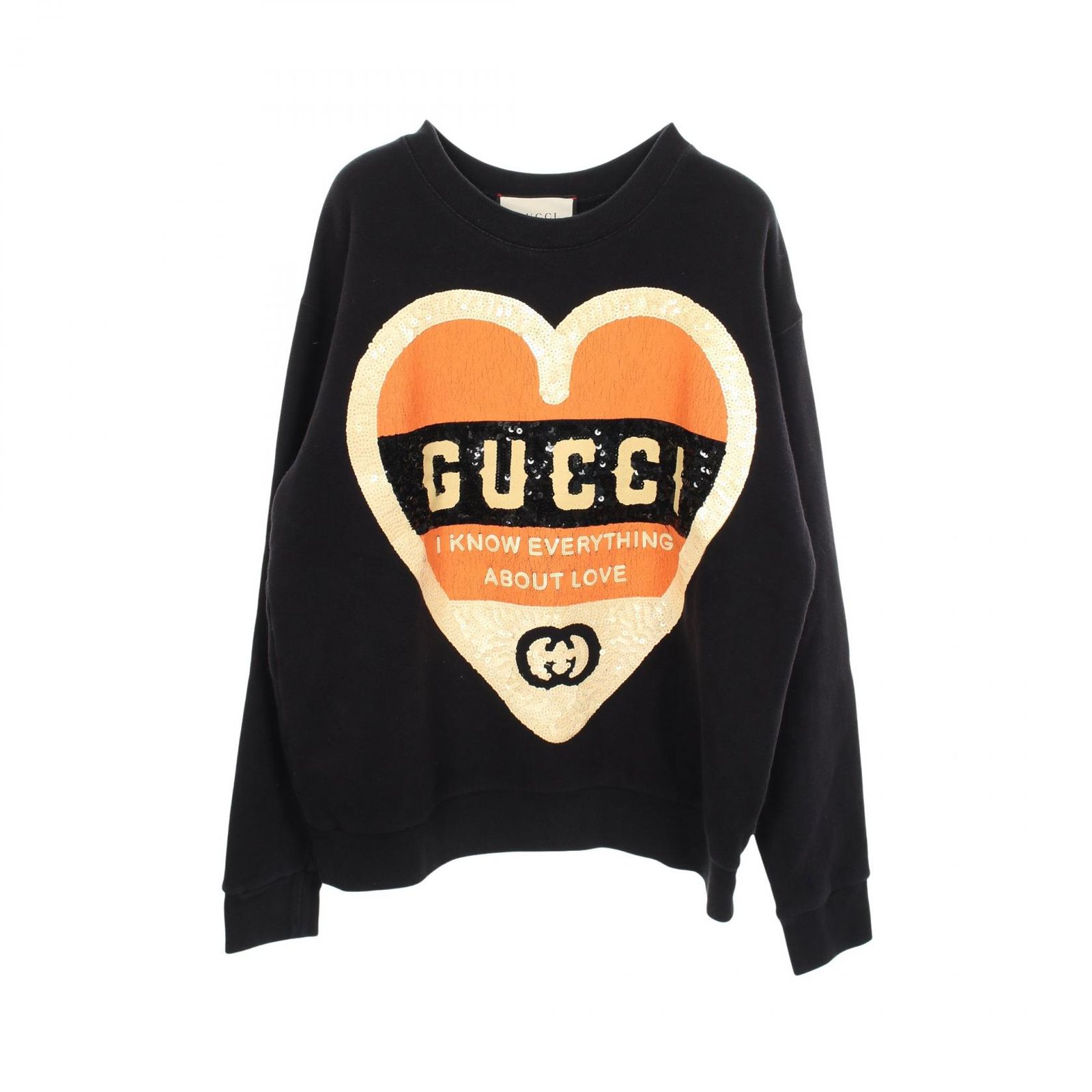 グッチ GUCCI スウェット インターロッキングG ハート スパンコール コットン トレーナー メンズ Used B