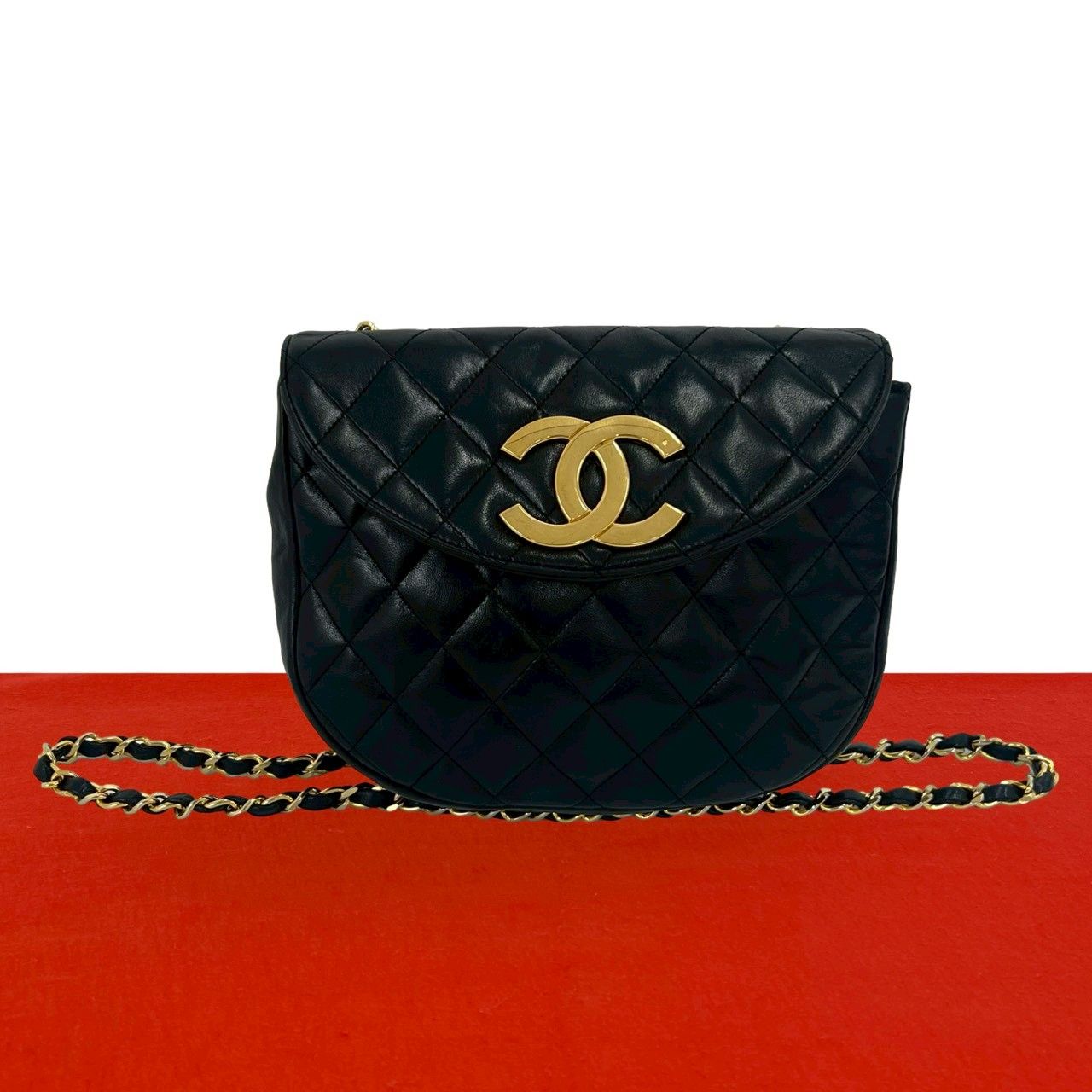 極 美品 シール有 0番台 CHANEL シャネル マトラッセ ハーフムーン