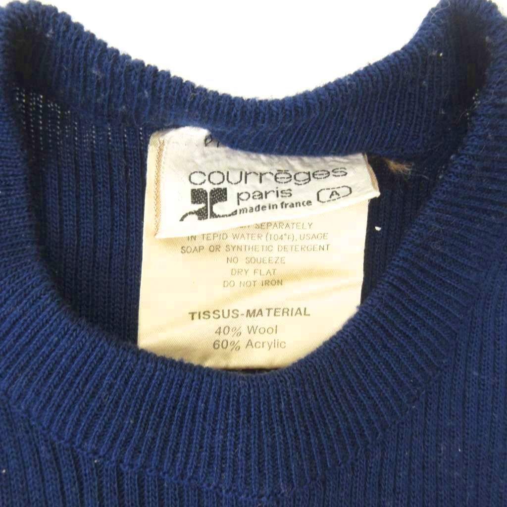 クレージュ courreges フランス製 チビ ニット セーター ロゴ 刺繍