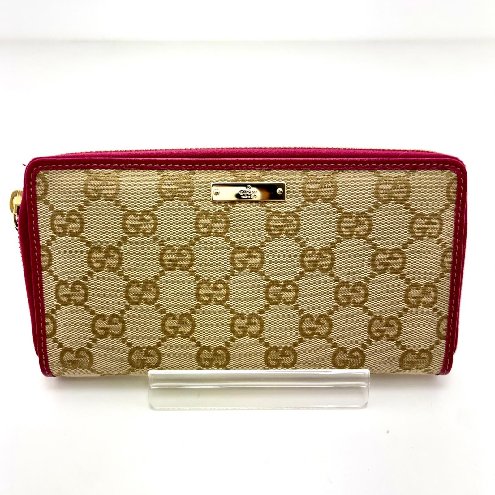 最終値下げ GUCCI GGキャンバス 長財布 ベージュ/ピンク GUCCI グッチ GGラウンド長財布 ベージュ/ピンク キャンバス/カーフ