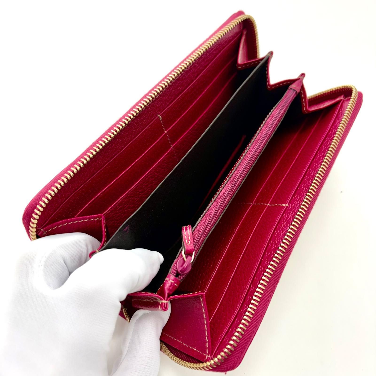 GUCCI グッチ GGラウンド長財布 ベージュ/ピンク キャンバス/カーフ
