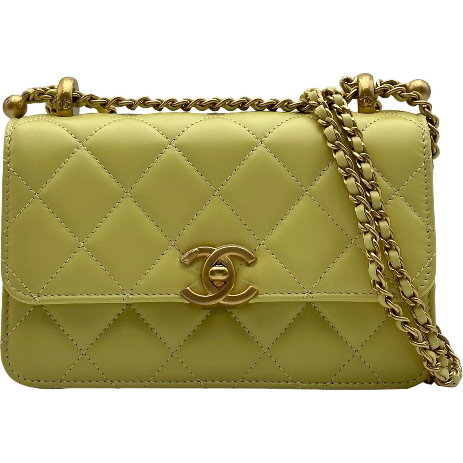 シャネル CHANEL マトラッセ チェーンショルダー AP2289 イエロー ゴールド金具 カーフスキン レディース ショルダーバッグ