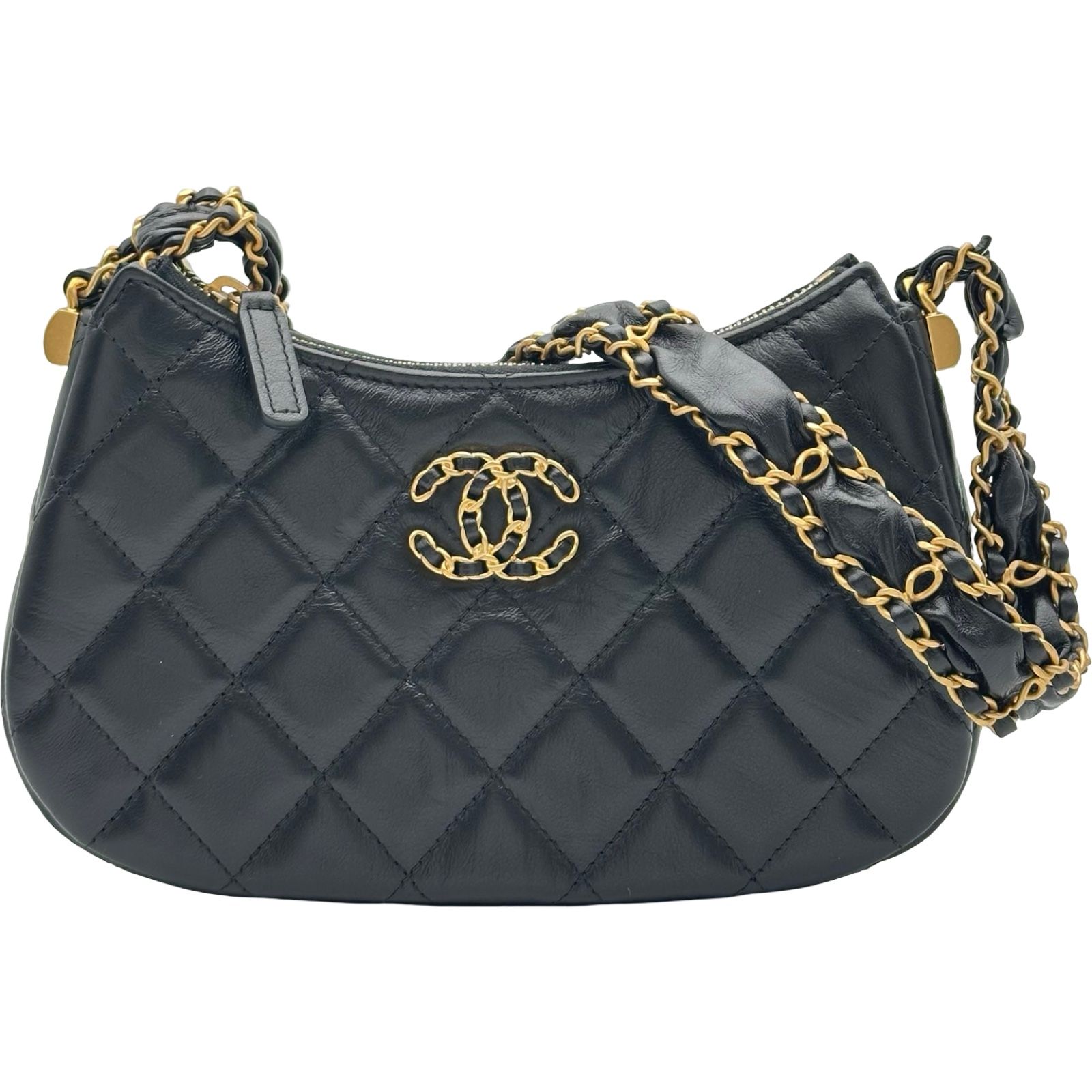 シャネル CHANEL CHANEL19 スモールホーボー AP3647 ブラック ゴールド金具 ラムスキン レディース ショルダーバッグ