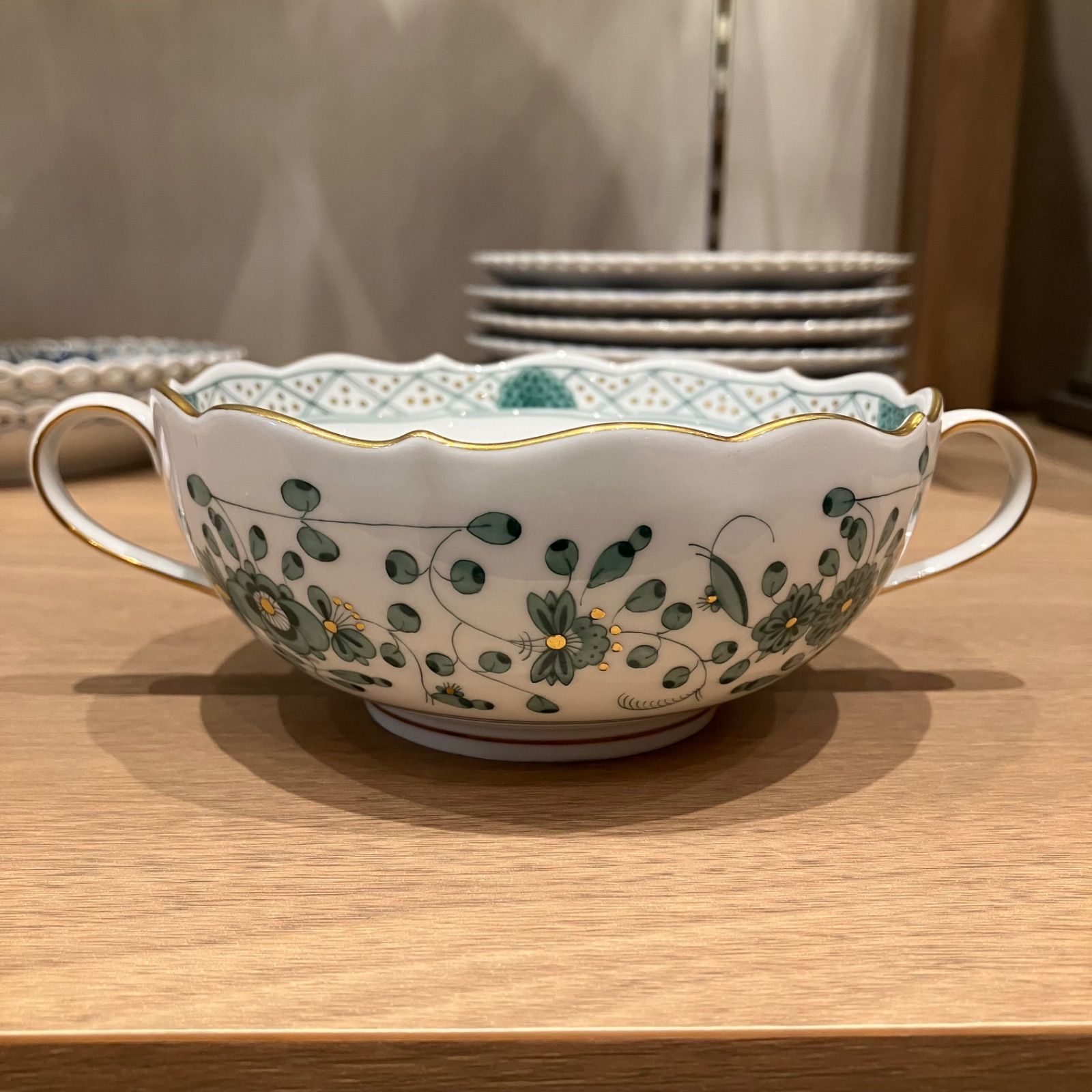 マイセン インドの華 リッチ スープカップ 一客 幅約17㎝ 新F8-0712