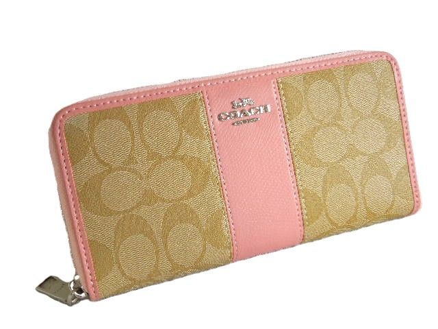 コーチ COACH 財布 長財布 アコーディングジップウォレット F52859 SVAKI ベージュXライトピンク 直営アウトレット 14,199円
