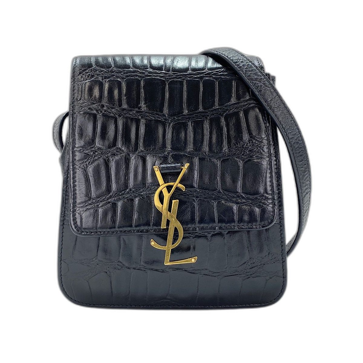 YVES SAINT LAURENT イヴ・サンローラン ショルダーバッグ サンセット カサンドラ・クロコ型押し【中古】