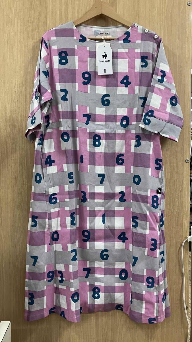 未使用品 le coq sportif × SOU・SOU ワンピース チェック 数字柄 コラボ Lサイズ