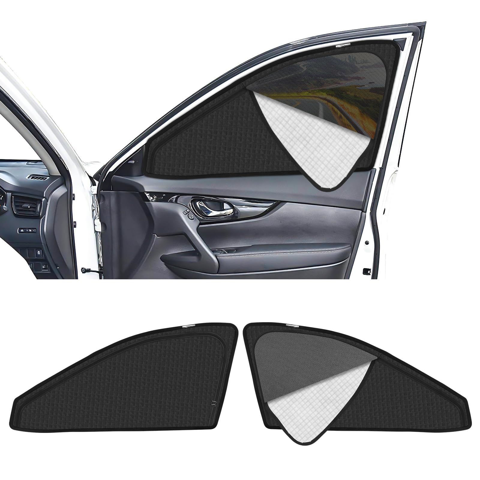 新型 エクストレイル T32 専用 サンシェード マグネット式 サイド用 車種専用 2in1一体式 カーシェード x-trail T32 NT32 HT32 HNT32 メッシュカーテン 換気 断熱 日除け メッシュサンシェード 日焼け防止 UVカット 遮as
