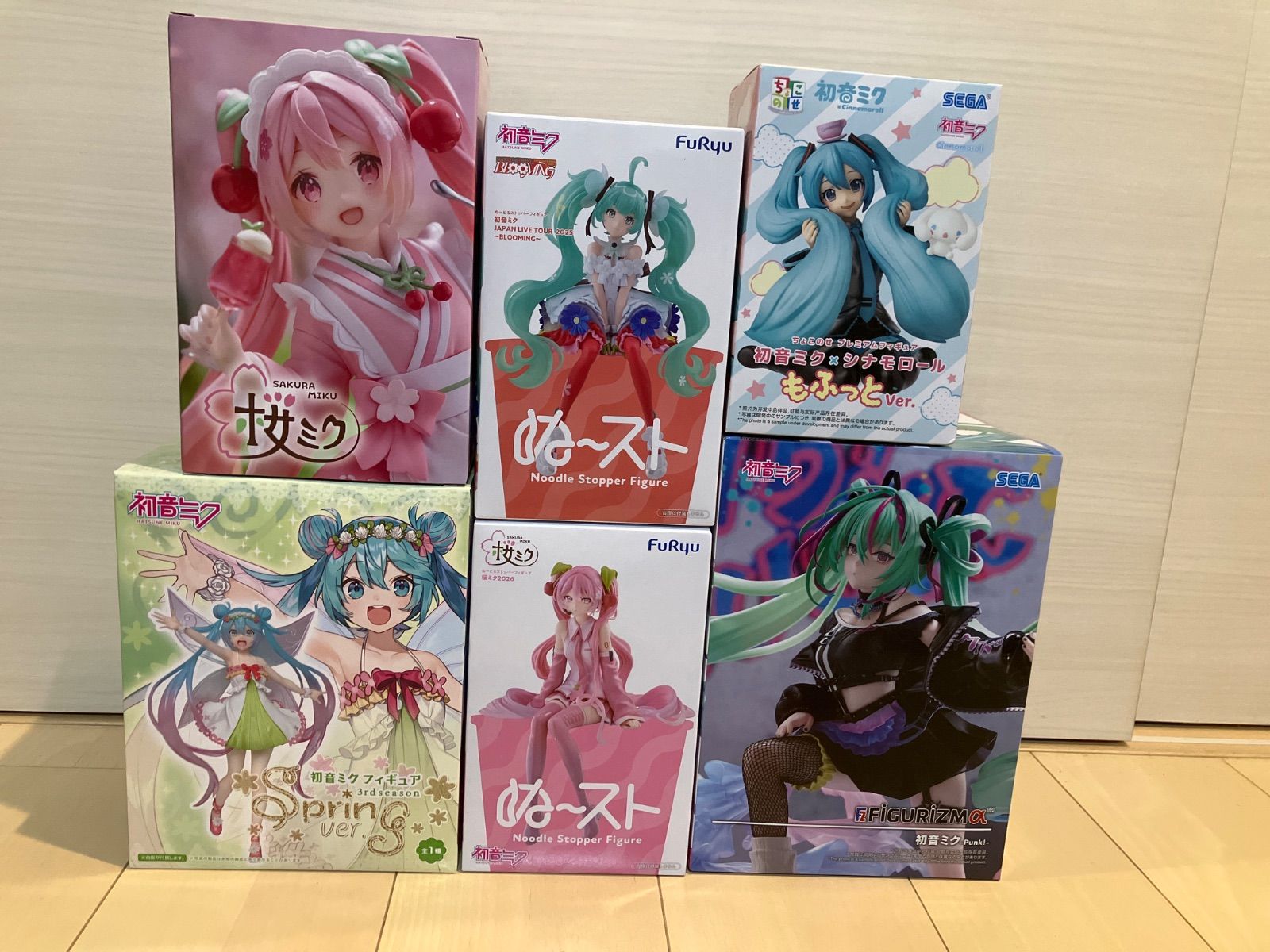 初音ミク　プライズ　フィギュア　6種セット　桜ミク　シナモロール　bicute 初音ミク2026年人気6点】桜ミクシナモロールぬ〜ストPunk!プライズ