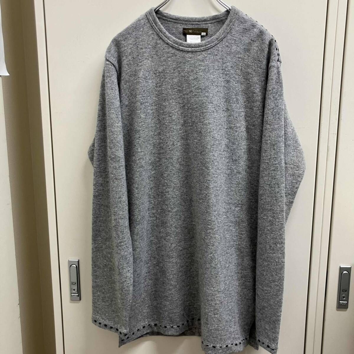 Y's for mem 長袖Tシャツ ステッチデザインウールニット サイズ:3 グレー ワイズフォーメン