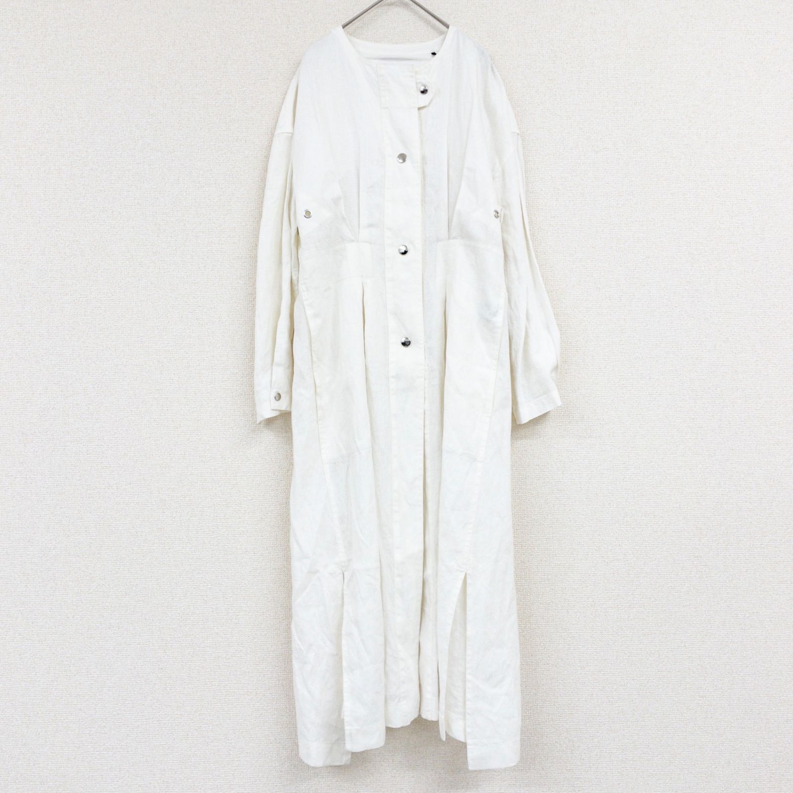 ISABEL MARANT イザベルマラン ロングコート ノーカラー リネン ホワイト リトアニア製 レディース 34 b02255