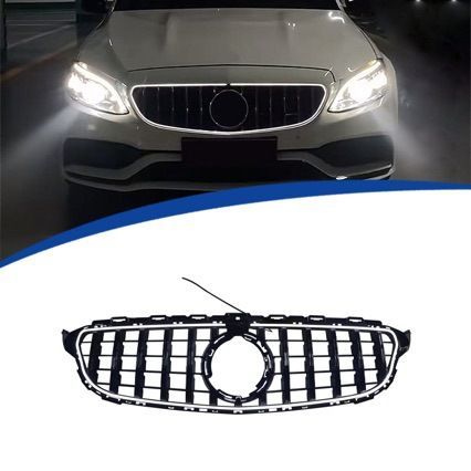 ベンツ Cクラス W205 2015-2018年対応 フロントグリル LED付き ABS製 交換取付式 フロントフェイス 外装アクセントパーツ