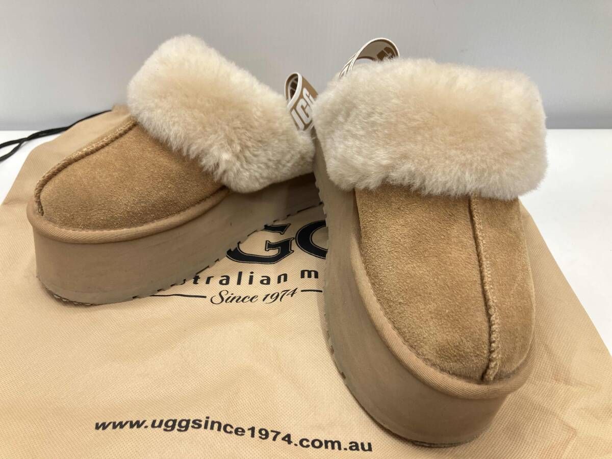 UGG アグ ブーツ プラットフォーム サンダル FUNKETTE ファンケット スウェード シープスキン ファー 1113474 サイズ:24cm