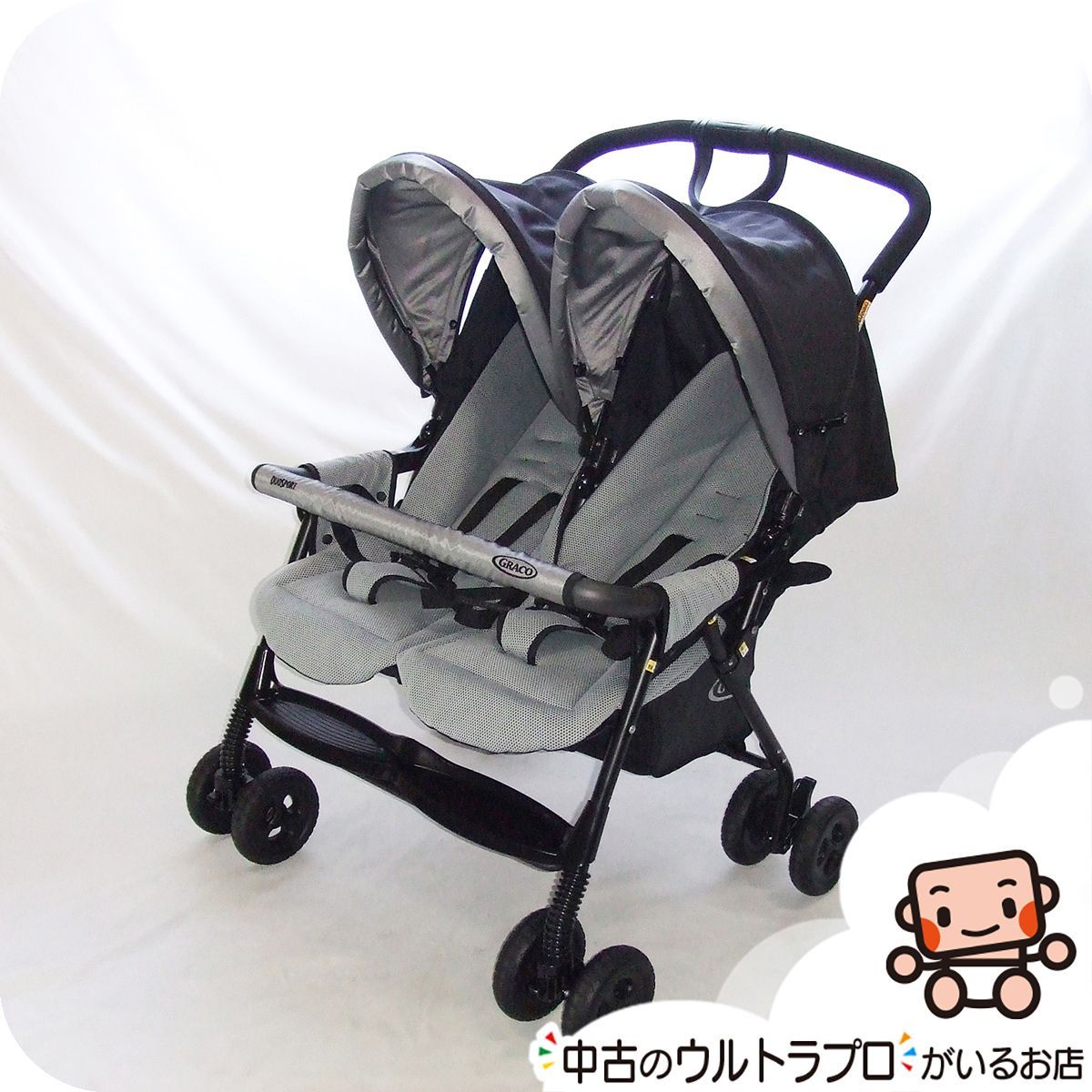 【お得っ！厳選中古】美品 GRACO グレコ デュオスポーツ ジェミニブラック 二人乗り 横型 ベビーカー 生後1カ月から 中古ベビーカー【A.美品】