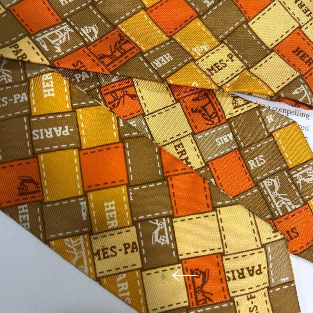 HERMESエルメス ツイリー ボルデュックリボンチェック シルクスカーフ