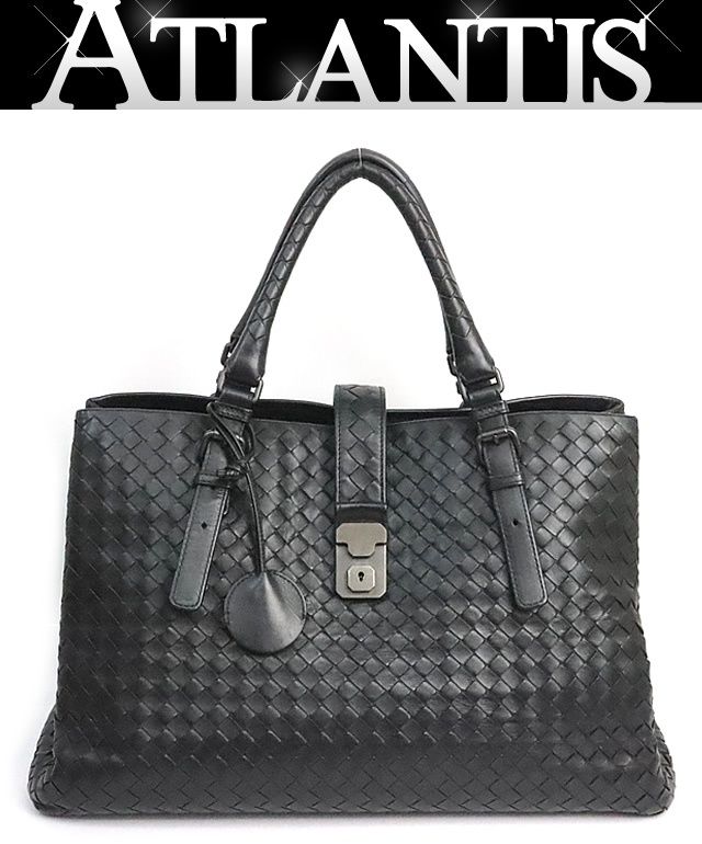 【広尾店】 ボッテガ ヴェネタ BOTTEGA VENETA イントレチャート ローマ トートバッグ レザー 黒 【19532】 広尾店】 ボッテガ ヴェネタ BOTTEGA VENETA イントレチャート ローマ