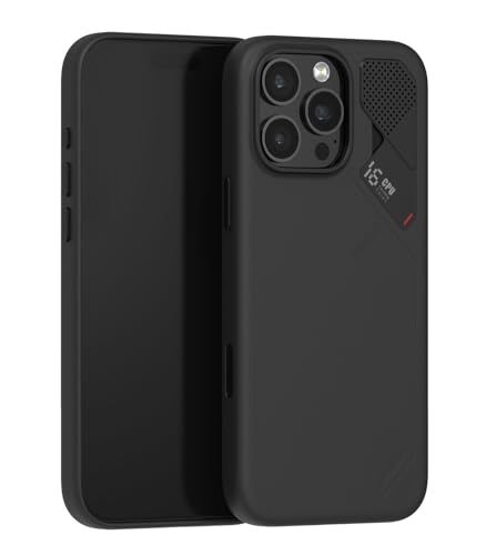 Aulumu A16 iPhone 16 Pro Max ケース ヴィーガンレザー Magsafe対応 全カバーへアップグレード マグネット内蔵 全面保護 ワイヤレス充電対応 独自の冷却窓 高い耐久性 強化アルミリング メタル個別ボタン ブラックpms
