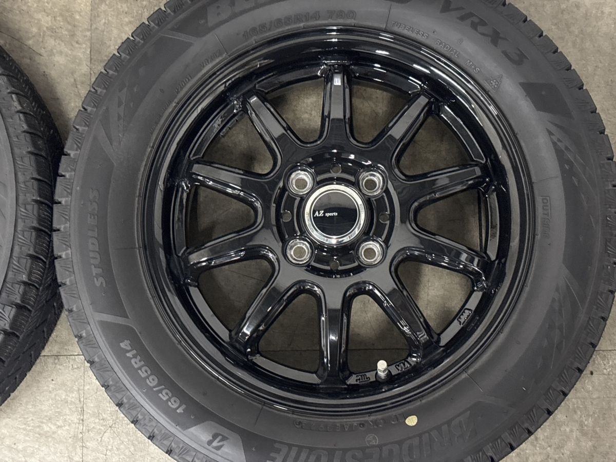 【美品 バリ溝】AZ-Sports RC10 14in 4.5J +45 PCD100 ブリヂストン ブリザック VRX3 165/65R14 アトレー N‐WGN N-ONE N-BOX スペーシア