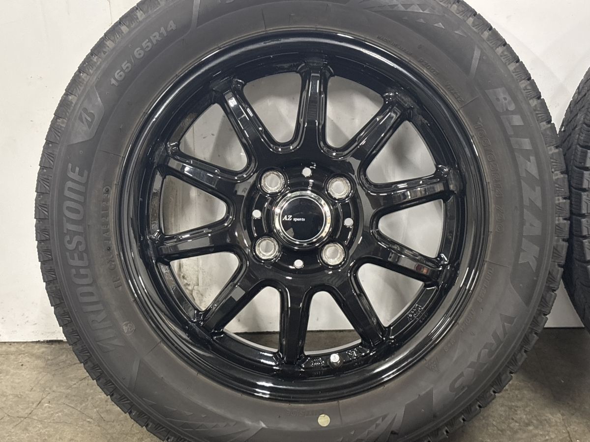 【美品 バリ溝】AZ-Sports RC10 14in 4.5J +45 PCD100 ブリヂストン ブリザック VRX3 165/65R14 アトレー N‐WGN N-ONE N-BOX スペーシア