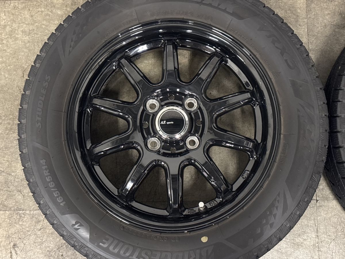 【美品 バリ溝】AZ-Sports RC10 14in 4.5J +45 PCD100 ブリヂストン ブリザック VRX3 165/65R14 アトレー N‐WGN N-ONE N-BOX スペーシア