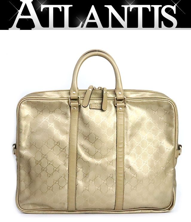 【広尾店】グッチ GUCCI GGインプリメ ビジネスバッグ ブリーフケース GG柄 ゴールド G金具 PVC×レザー 208463 【19523】 広尾店】グッチ GUCCI GGインプリメ ビジネスバッグ ブリーフケース GG
