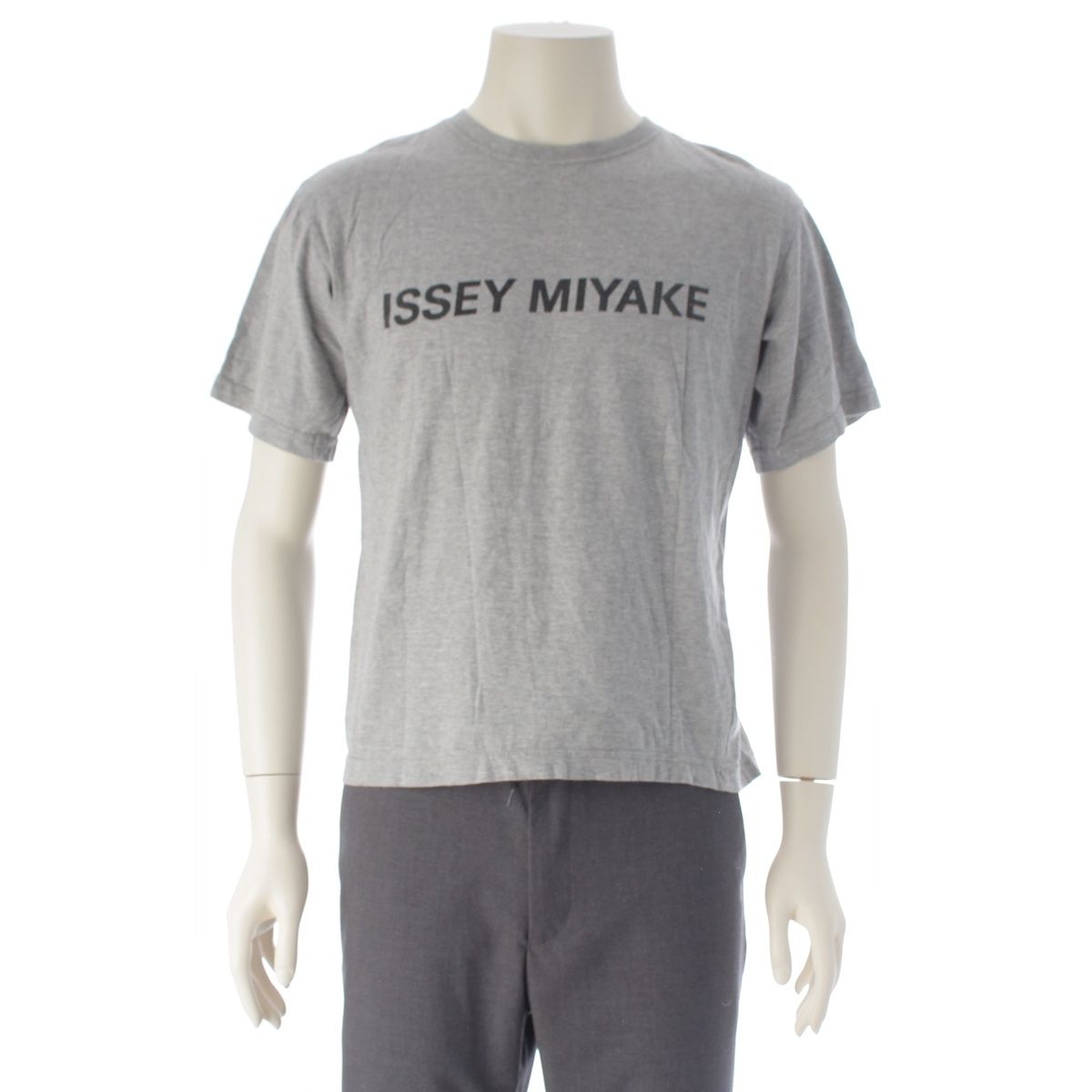 イッセイミヤケ 90SS ロゴ 半袖Ｔシャツ トップス JY14160 グレー M【中古】