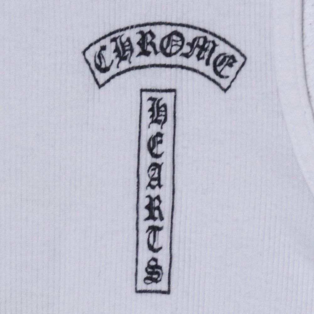 新品 白M クロムハーツ リブ タンクトップ CH ラージ クロス T-BAR