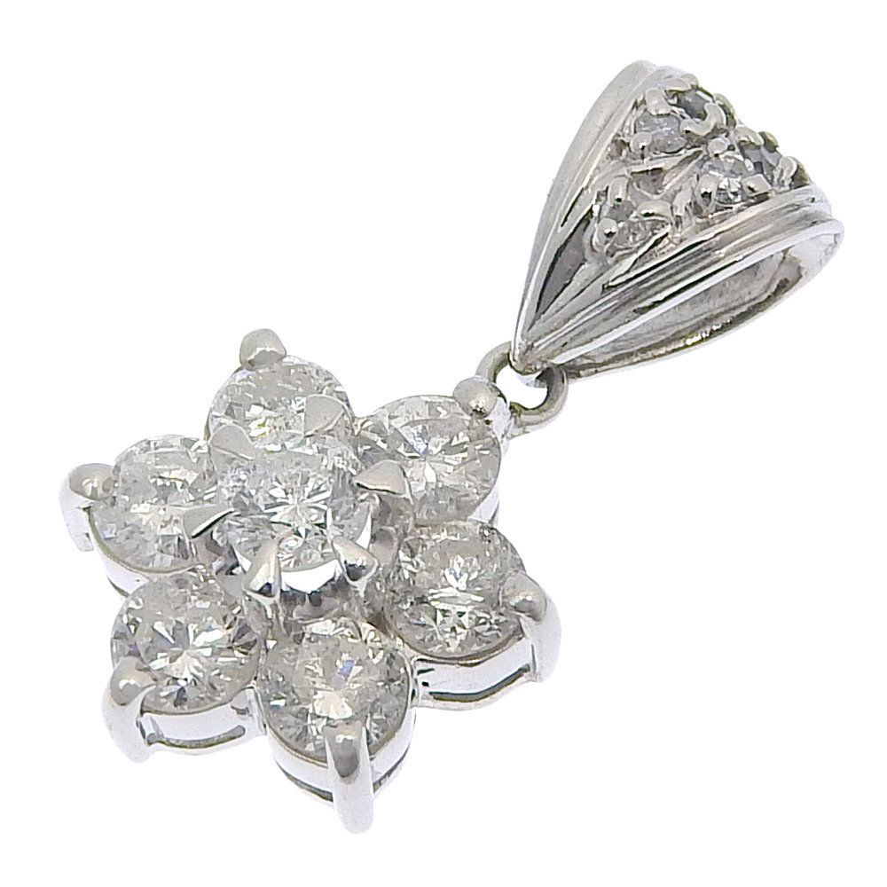【返品OK】フラワーモチーフ 合計1.00ct 天然ダイヤ ヘッド Pt900 新品仕上げ済み レディース プラチナ 白金 花モチーフ【送料無料】【中古】