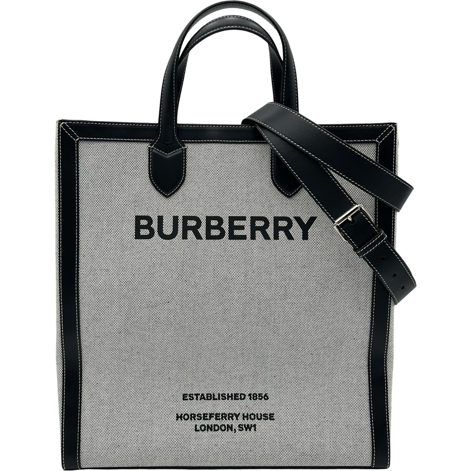バーバリーロンドン BURBERRY LONDON ホースフェリートートバッグ ブラック キャンバス メンズ トートバッグ