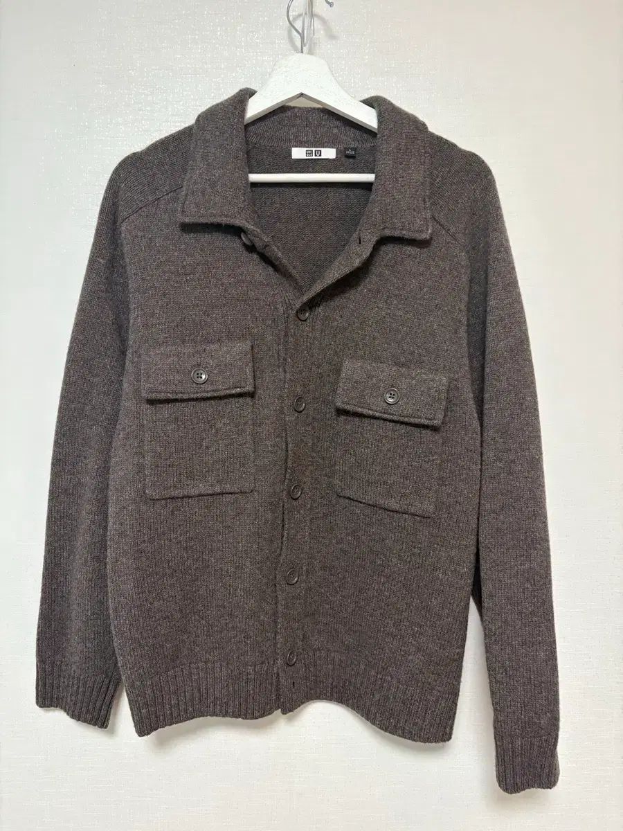 UNIQLO U ラムウール ニット ジャケット ブラウン