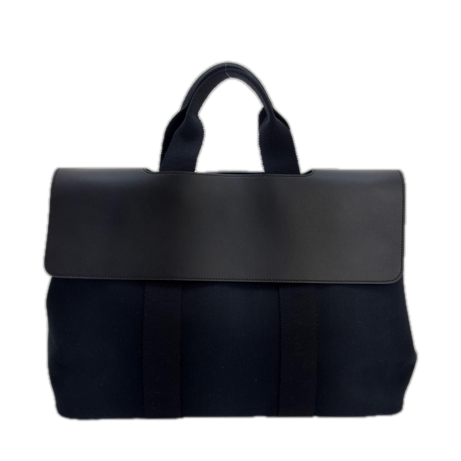 HERMES エルメス ヴァルパライソMM ブラック/SV ハンドバッグ キャンバス/レザー レディース【中古】【200】