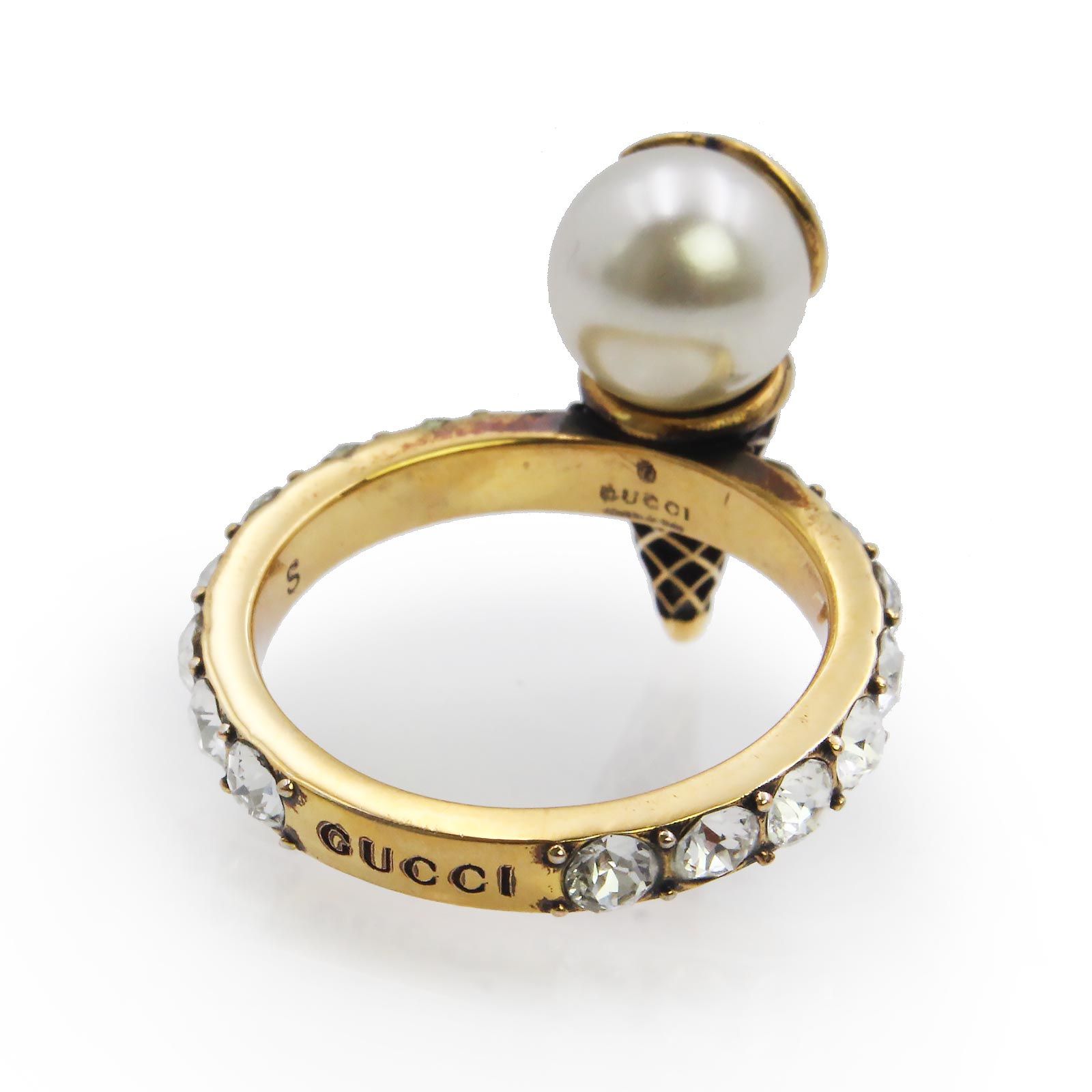 グッチ 661956 ダブルG アイスクリーム ラインストーン パール アンティークゴールド リング 指輪 Sサイズ #12.5号 GUCCI(未使用 展示品) グッチ 661956 ダブルG アイスクリーム ラインストーン パール アンティークゴールド リング 指輪 Sサイズ #12.5号 GUCCI(未使用 展示品)
