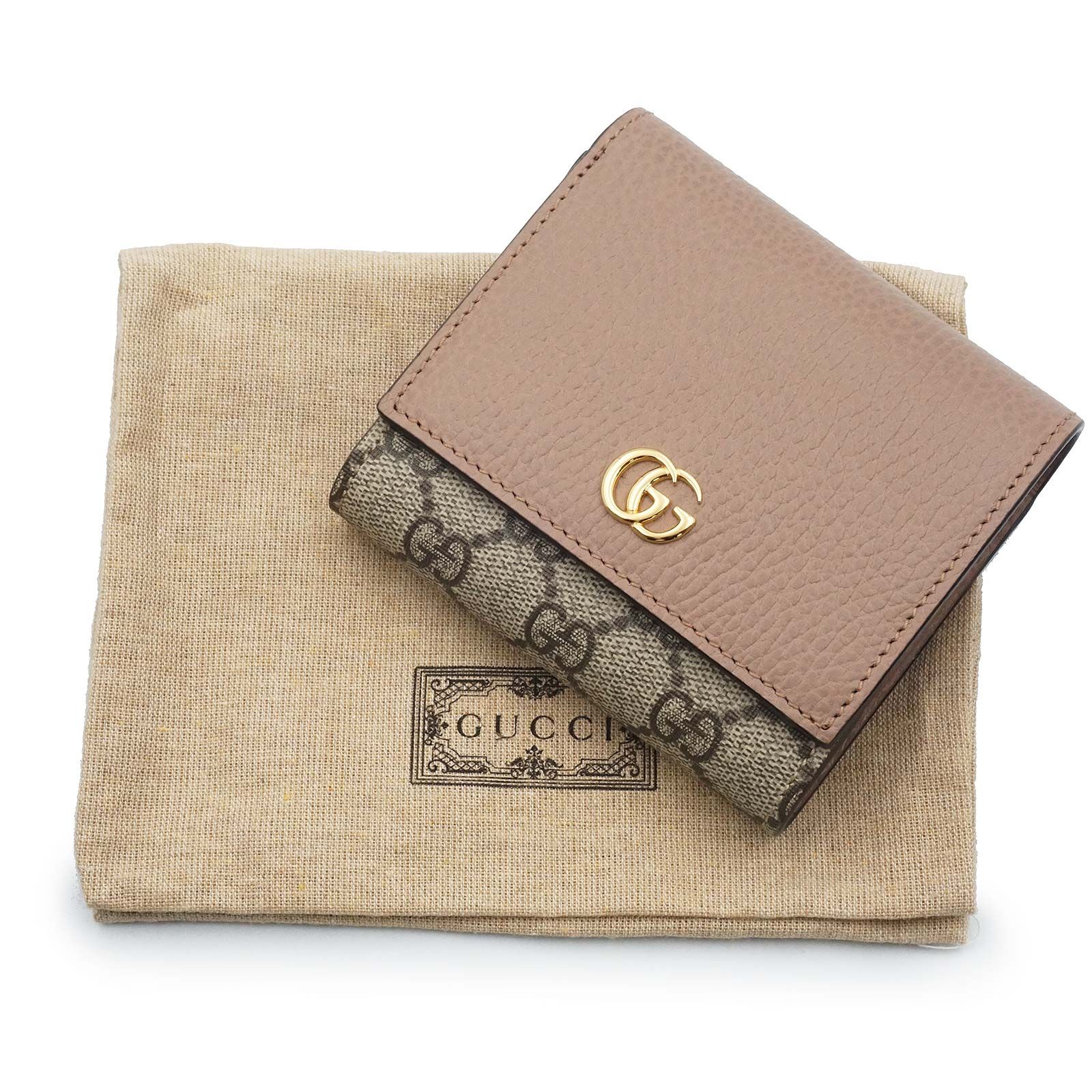 レディース GUCCI 二つ折り財布 GGマーモントダブルG ミディアム