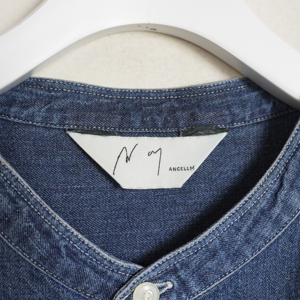 正規 極美品 26SS ANCELLM アンセルム DENIM BAND COLLAR SHIRT デニム