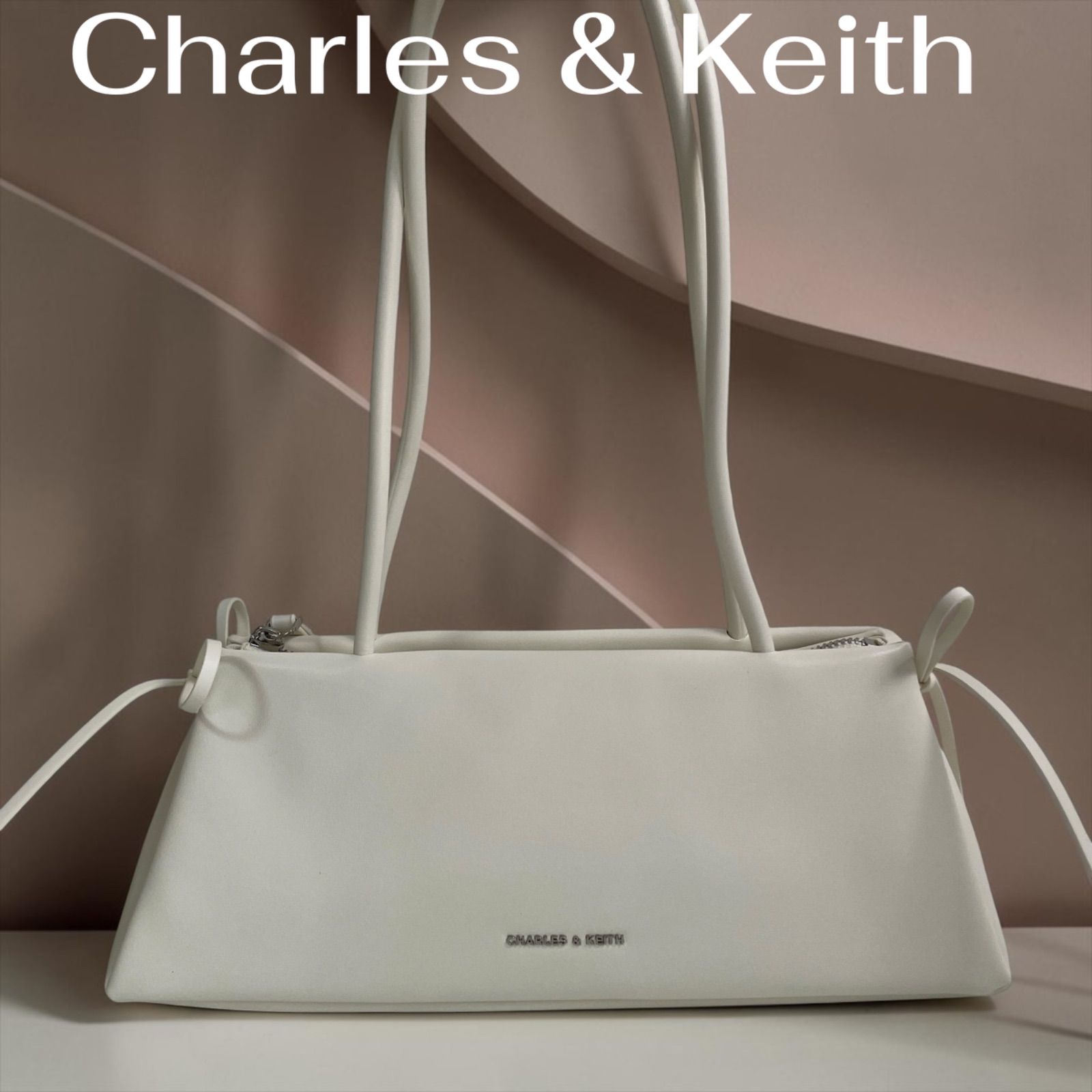 Charles & Keith ショルダーバッグ ホワイト 美品 - メルカリ