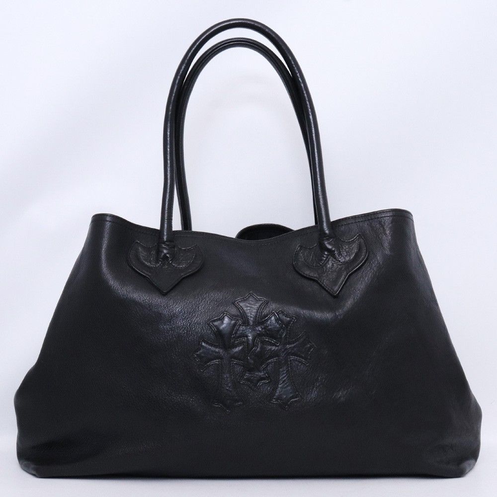 CHROME HEARTS 3セメタリークロス レザーパッチ トートバッグ ブラック