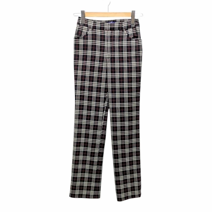 22 Burberrys Blue Label バーバリーブルーレーベル ノバチェック柄 ロングパンツ FQF41-831 ブルー系 ウール サイズ38 67123