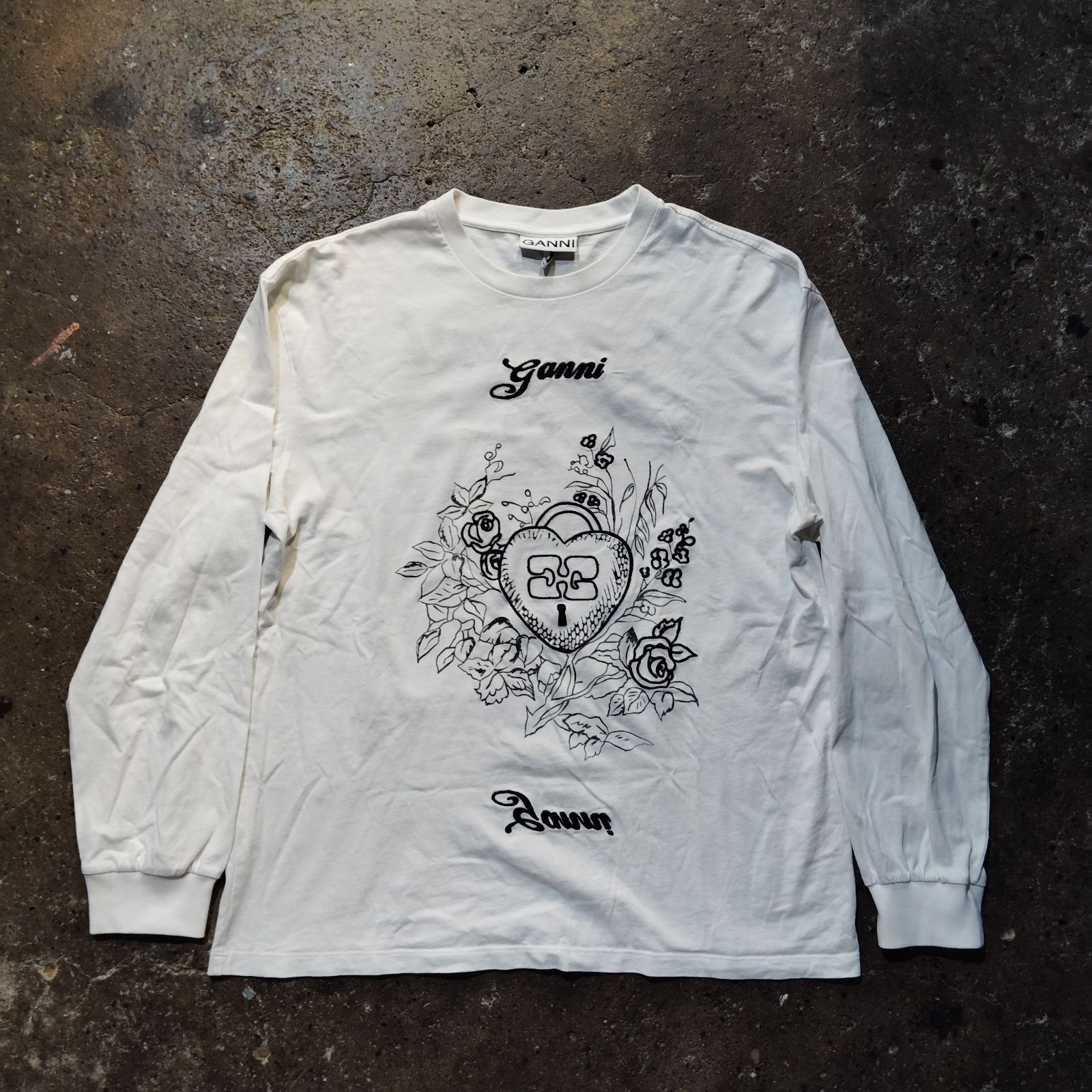 GANNI 25ss 長袖カットソー ホワイト S ガニー t4139