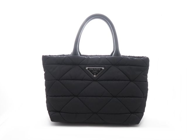 PRADA プラダ ミディアム パデッド 2wayバッグ ブラック ナイロン/レザー 1BG436 ハンドバッグ ナイロン ブラック レディース【中古】437