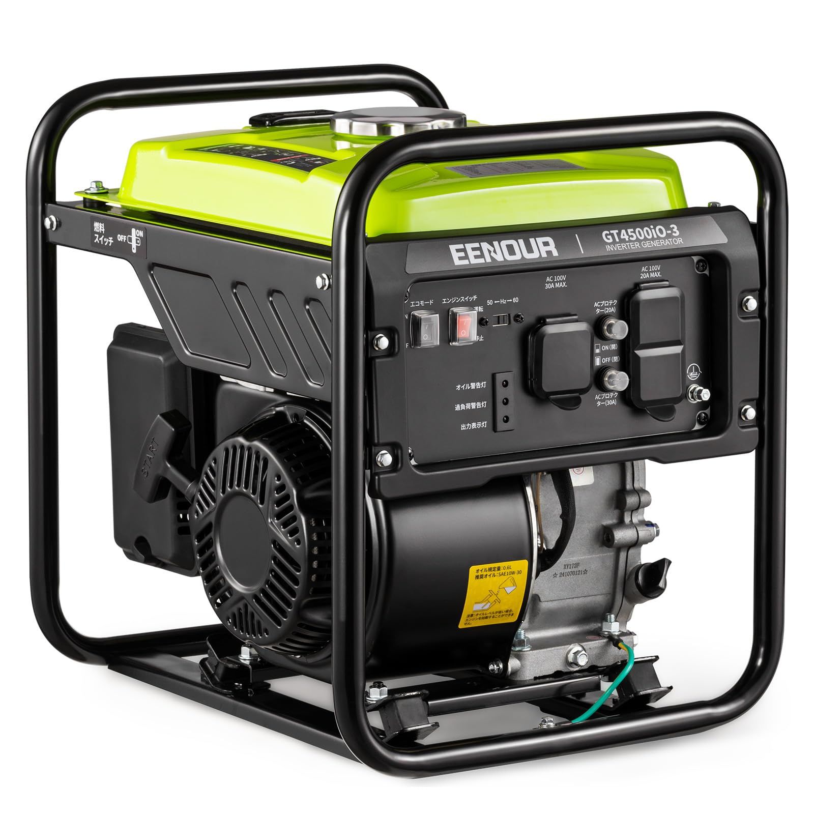 EENOUR インバーター発電機 GT4500iO-3 定格出力3.5kVA オープン型 軽量 ガソリン発電機 高出力 6.8L燃料タンク 大容量 正弦波 50Hz/60Hz切替 静音 過負荷保護 オイル不足保護 エコモード付き 長時間連続運 cc3cbad1