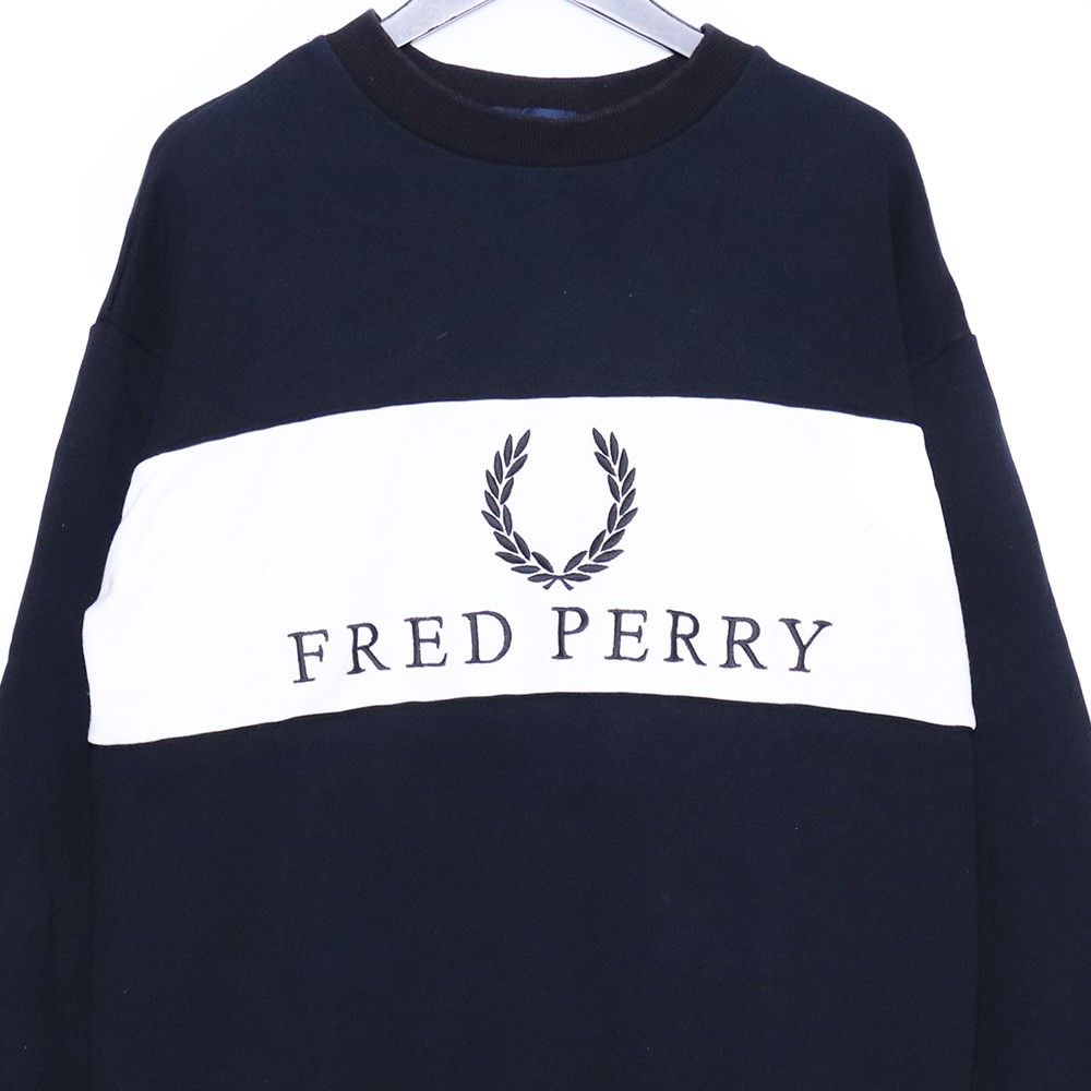 FRED PERRY スウェットビッグロゴ刺繍トレーナー Mサイズ ネイビー