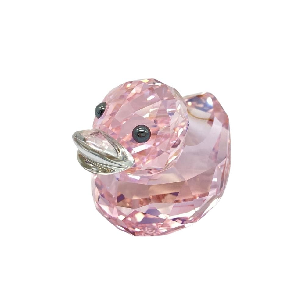 スワロフスキー SWAROVSKI ハッピーダック ピンク 2010年限定 オブジェ 置物 1079897 クリア インテリア アヒル【中古】