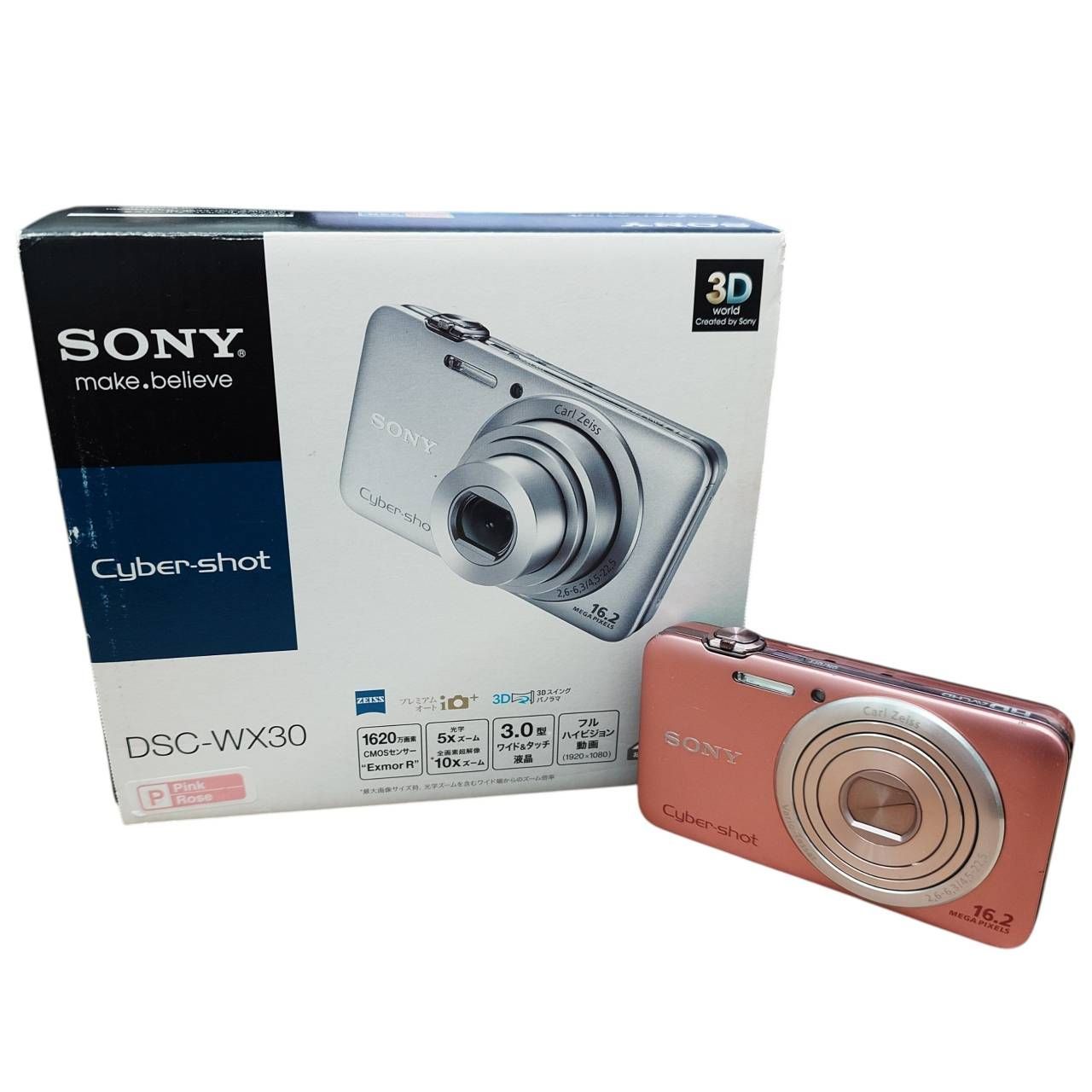 長】SONY Cyberｰshot DSC-WX30 ピンクローズ 沈胴式レンズ 有効画素数