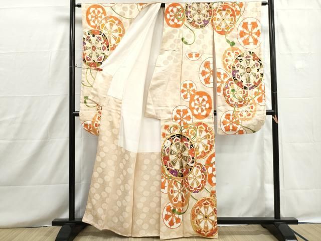 平和屋着物□豪華振袖 駒刺繍 源氏車花文 金彩 正絹 逸品 DABH8636qa