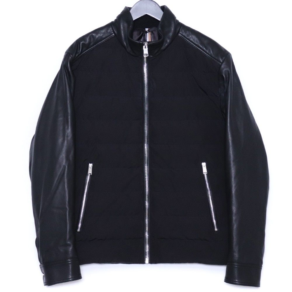 HUGO BOSS ハイブリッドキルテッドレザージャケット サイズ48 ブラック 50518724001