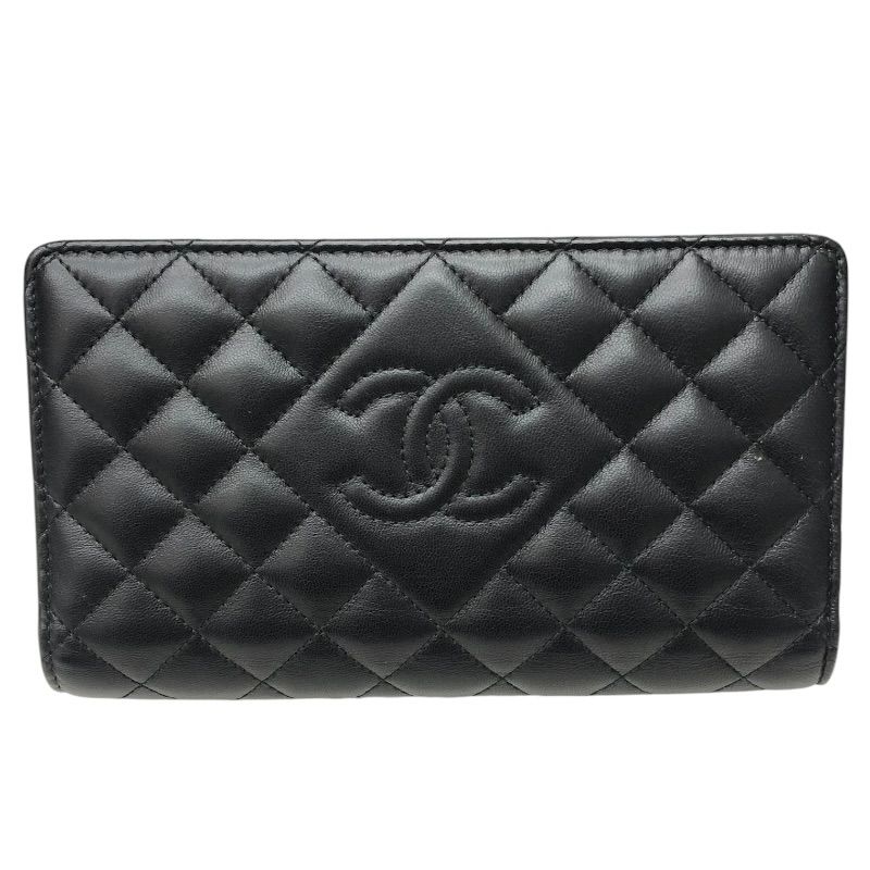 シャネル CHANEL マトラッセ ロングフラップ ウォレット ブラック ラム レディース 長財布 55,200円