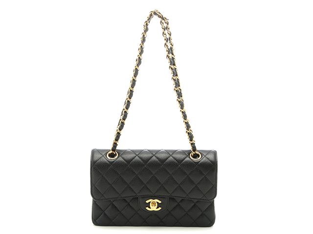 CHANEL シャネル マトラッセWフラップ23 Wチェーンショルダーバッグ A01113 ショルダーバッグ キャビアスキン ブラック/GP レディース【中古】【200】