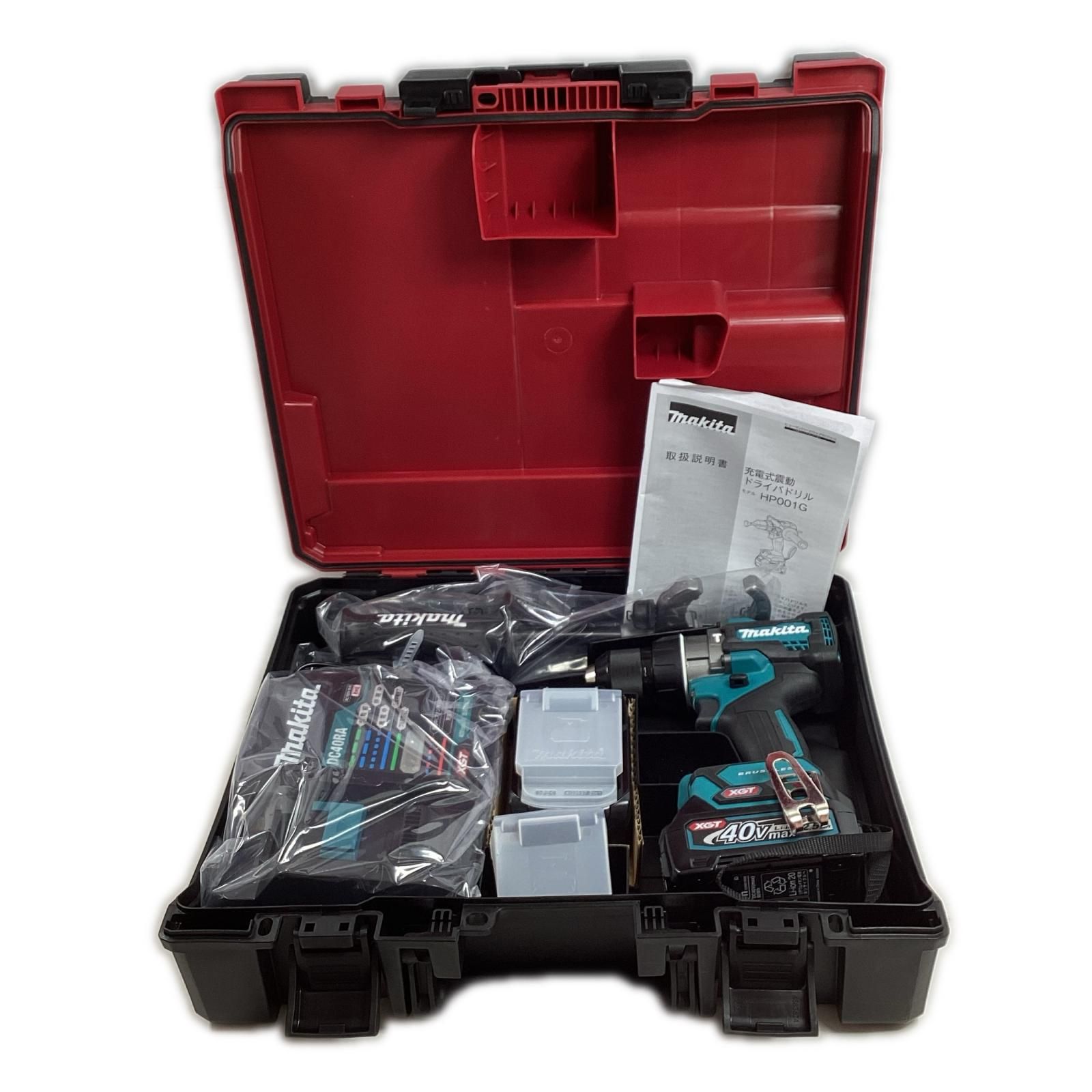 MAKITA マキタ ドライバドリル HP001GRDX ブルー 充電器・充電池2個・ケース付 40v